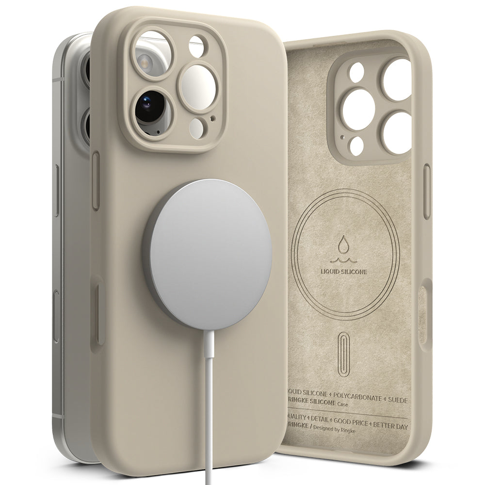 MagSafe Case for Apple iPhone 16 Pro Max, Ringke, Silicone, Cream