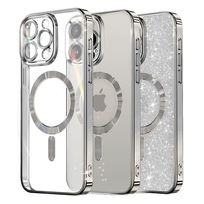MagSafe-etui til Apple iPhone 16 Pro Max, Techsuit, Luxury Glitter, Sølv