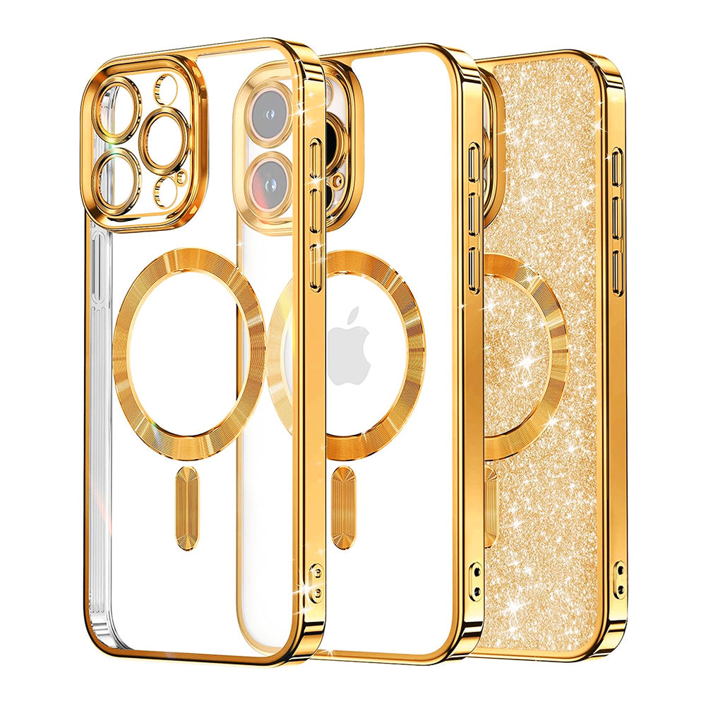 MagSafe-etui til Apple iPhone 16 Pro Max, Techsuit, Luxury Glitter, Guld