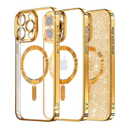 MagSafe-etui til Apple iPhone 16 Pro Max, Techsuit, Luxury Glitter, Guld