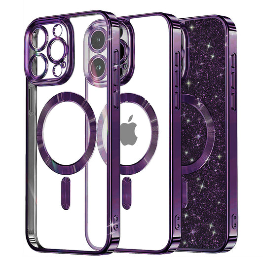 MagSafe-etui til Apple iPhone 16 Pro Max, Techsuit, Luxury Glitter, Mørk lilla