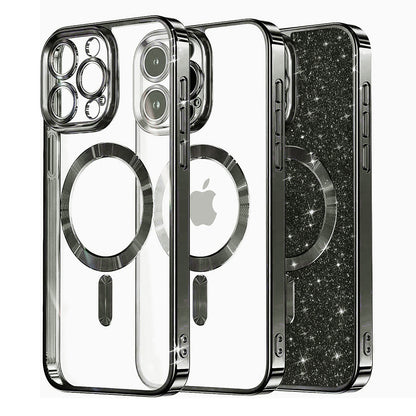 MagSafe-etui til Apple iPhone 16 Pro Max, Techsuit, Luxury Glitter, Sort