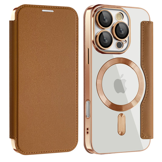 MagSafe-etui til Apple iPhone 16 Pro Max, Techsuit, SmartMag Book, Brun
