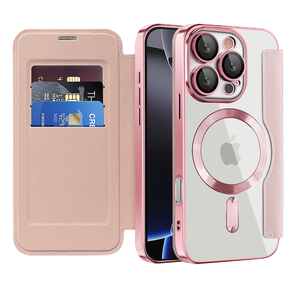 MagSafe Case for Apple iPhone 16 Pro Max, Techsuit, SmartMag Book, Pink