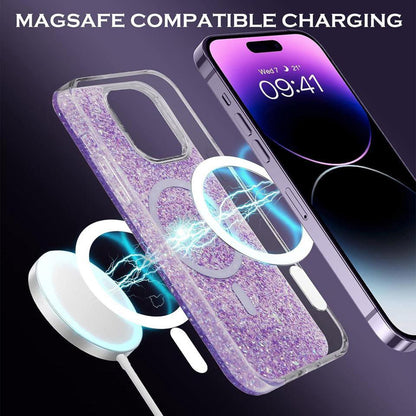 MagSafe-etui til Apple iPhone 16 Pro Max, Techsuit, Glitrende Glitter, Blå