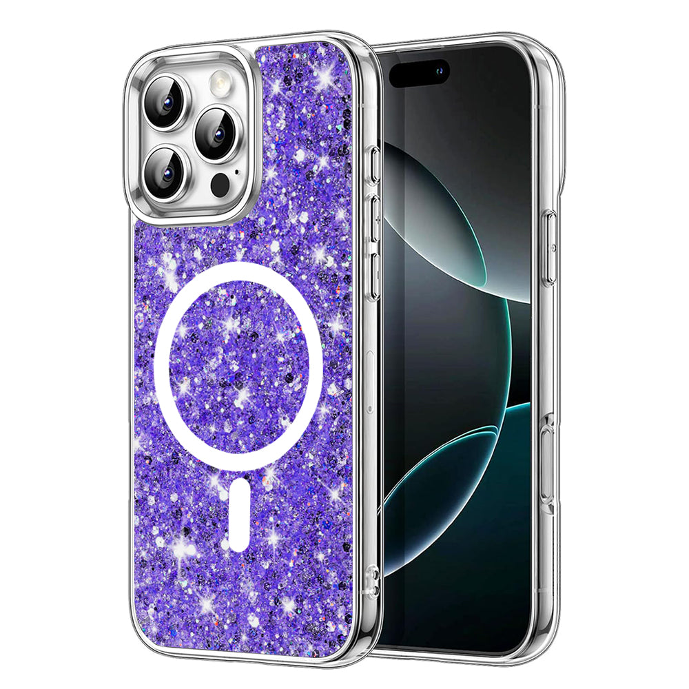 MagSafe-etui til Apple iPhone 16 Pro Max, Techsuit, Sparkly Glitter, Lilla