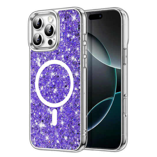MagSafe-etui til Apple iPhone 16 Pro Max, Techsuit, Sparkly Glitter, Lilla