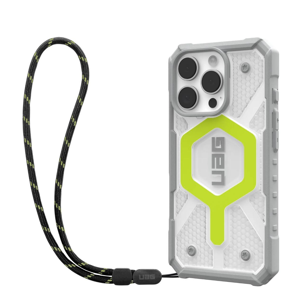 MagSafe-etui til Apple iPhone 16 Pro Max, Urban Armor Gear, Pathfinder Clear med snor, Grøn