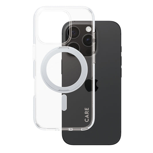 MagSafe cover til Apple iPhone 16 Pro, PanzerGlass, Care Feature Kickstand, Sølv Transparent