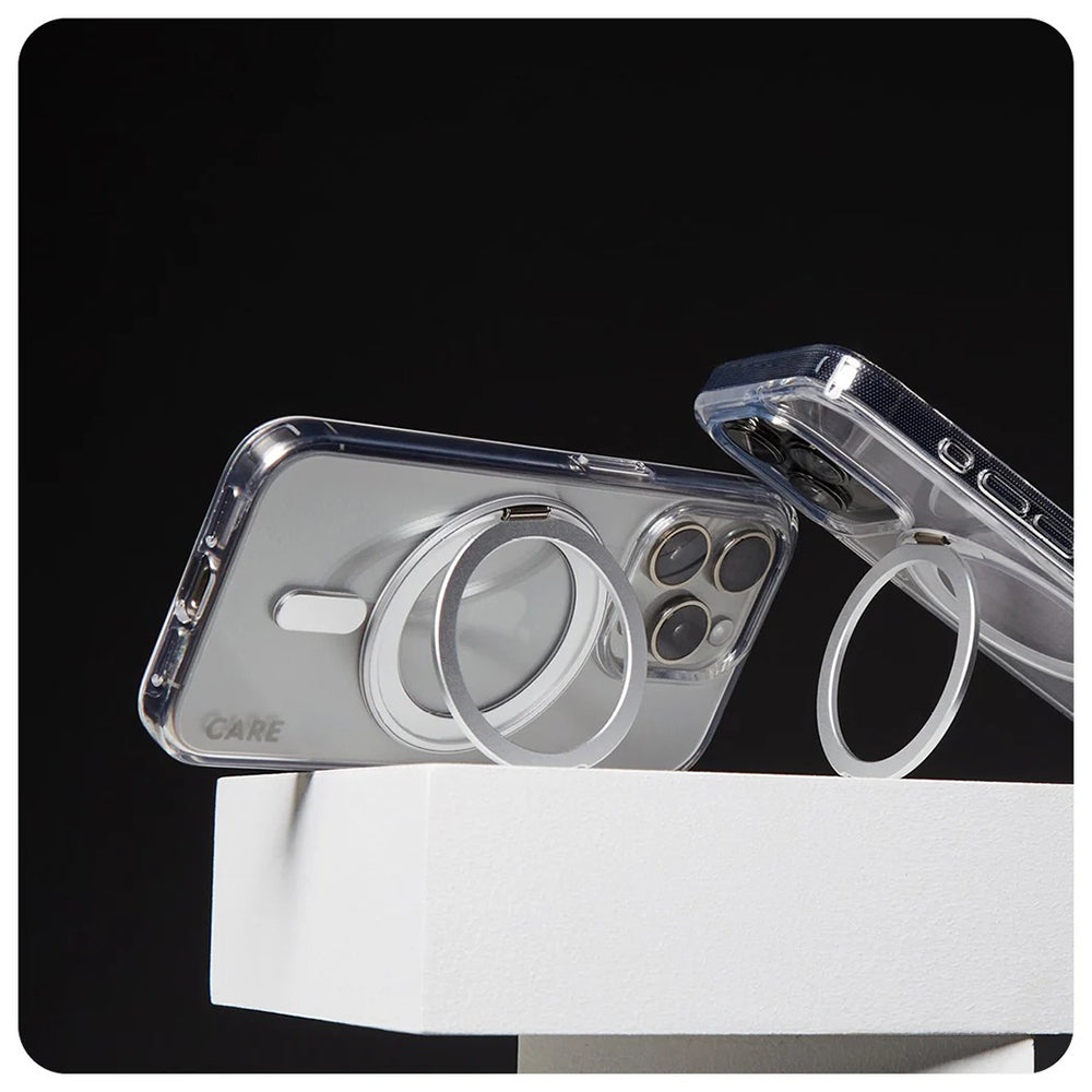MagSafe cover til Apple iPhone 16 Pro, PanzerGlass, Care Feature Kickstand, Sølv Transparent