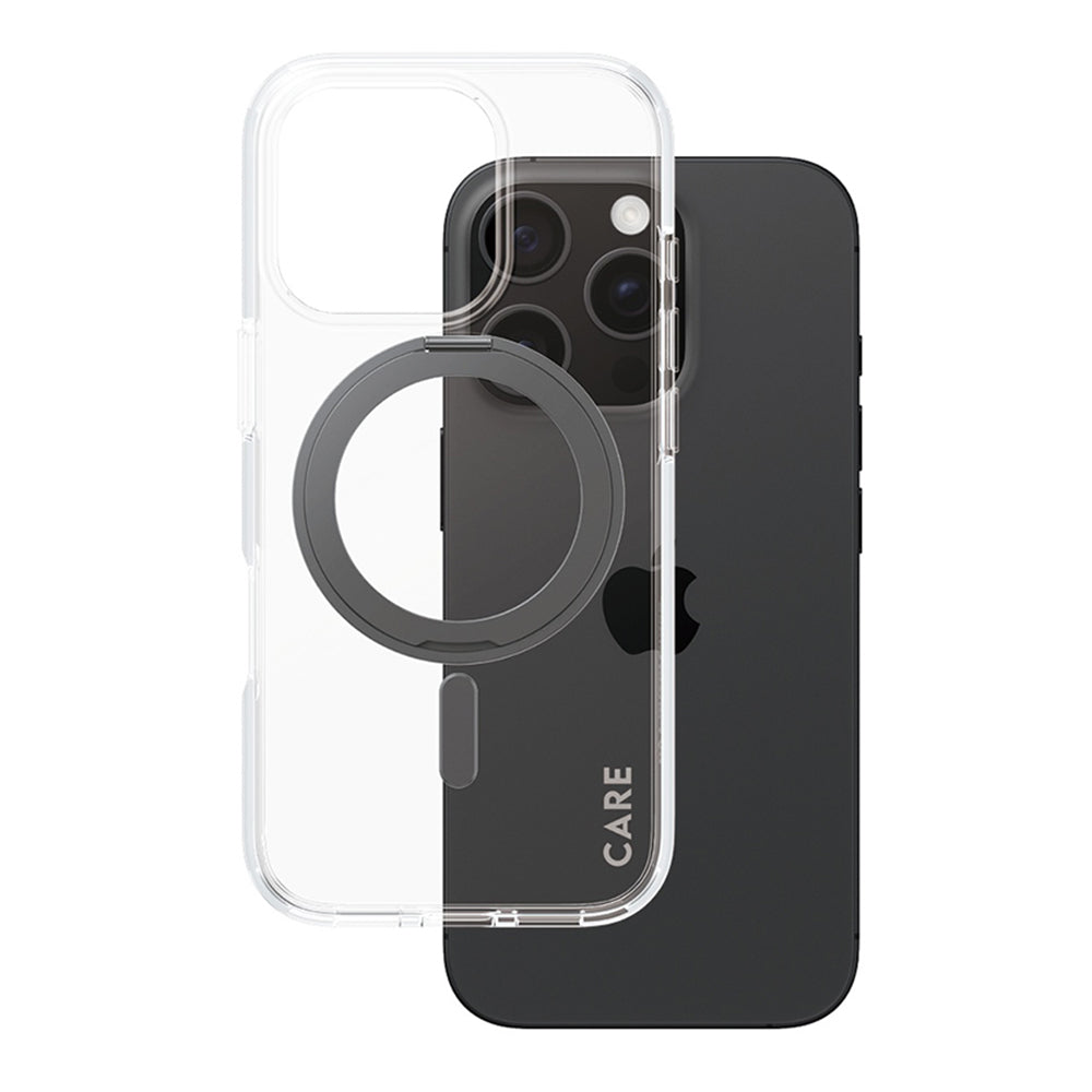 MagSafe cover til Apple iPhone 16 Pro, PanzerGlass, Care Feature Kickstand, Sort Transparent