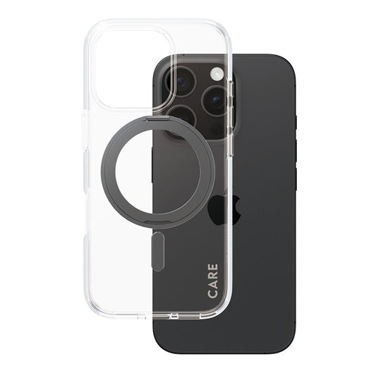 MagSafe cover til Apple iPhone 16 Pro, PanzerGlass, Care Feature Kickstand, Sort Transparent