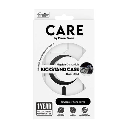 MagSafe cover til Apple iPhone 16 Pro, PanzerGlass, Care Feature Kickstand, Sort Transparent