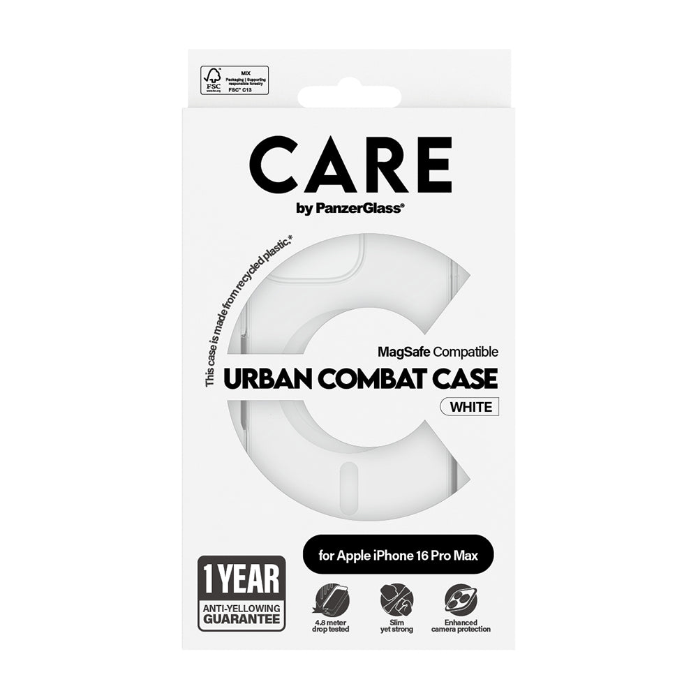 MagSafe cover til Apple iPhone 16 Pro, PanzerGlass, Care Urban Combat, Hvid Transparent