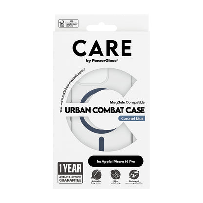 MagSafe cover til Apple iPhone 16 Pro, PanzerGlass, Care Urban Combat, Transparent Blå