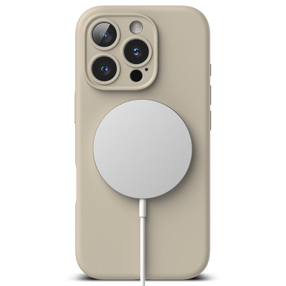 MagSafe-etui til Apple iPhone 16 Pro, Ringke, silikone, creme