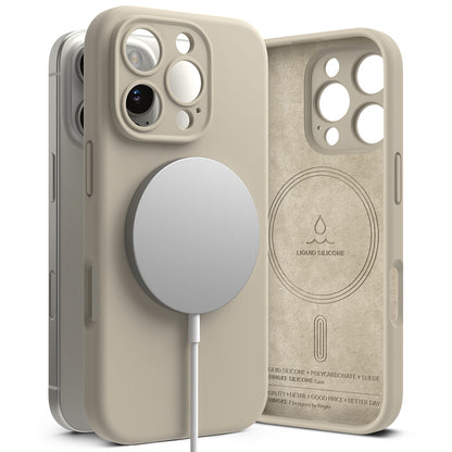 MagSafe-etui til Apple iPhone 16 Pro, Ringke, silikone, creme