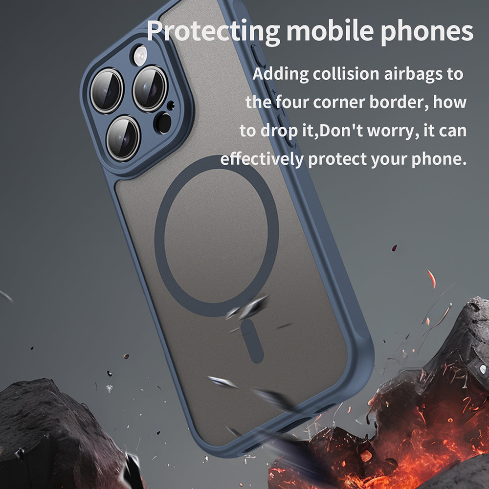 MagSafe-etui til Apple iPhone 16 Pro, Techsuit, HaloFrost II, Marineblå