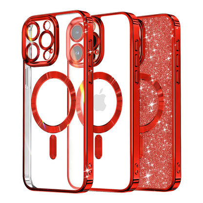 MagSafe-etui til Apple iPhone 16 Pro, Techsuit, Luxury Glitter, Rød