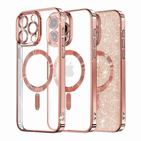 MagSafe-etui til Apple iPhone 16 Pro, Techsuit, Luxury Glitter, Lyserød Guld