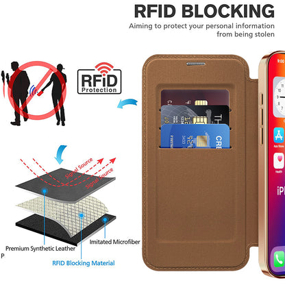 MagSafe Case for Apple iPhone 16 Pro, Techsuit, SmartMag Book, Brown