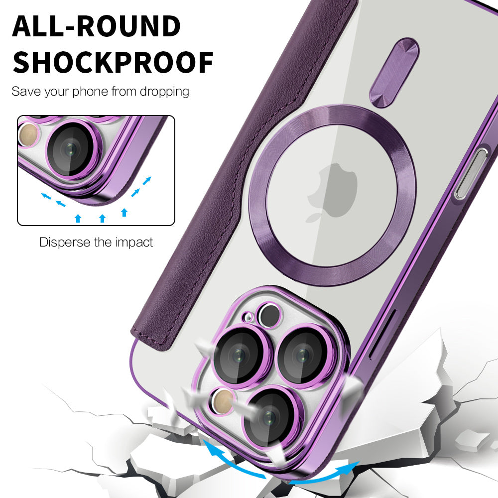 MagSafe Case for Apple iPhone 16 Pro, Techsuit, SmartMag Book, Purple
