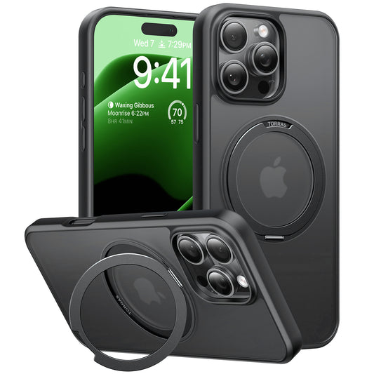 MagSafe Case for Apple iPhone 16 Pro, Torras, Ostand Pro, Black