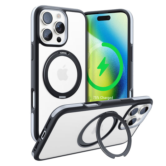 MagSafe cover til Apple iPhone 16 Pro, Torras, Ostand R Fusion, Sort