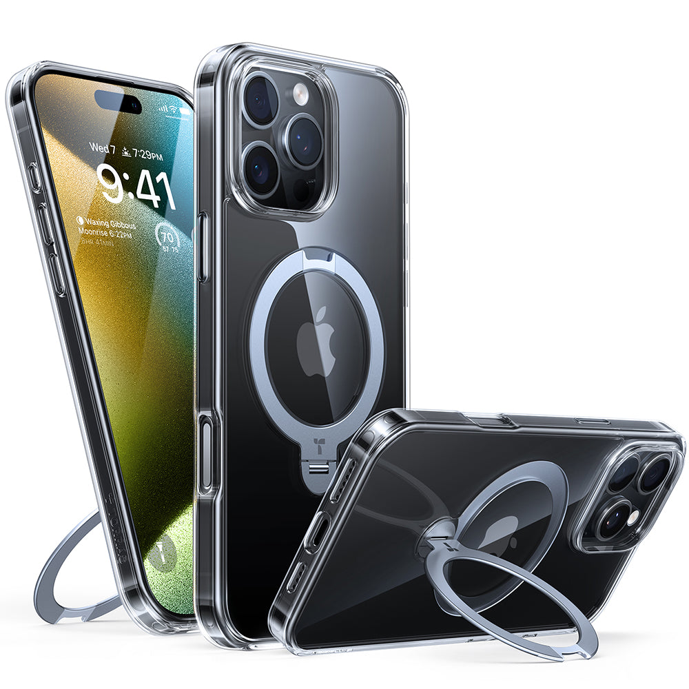MagSafe cover til Apple iPhone 16 Pro, Torras, Ostand Spin, Gennemsigtig