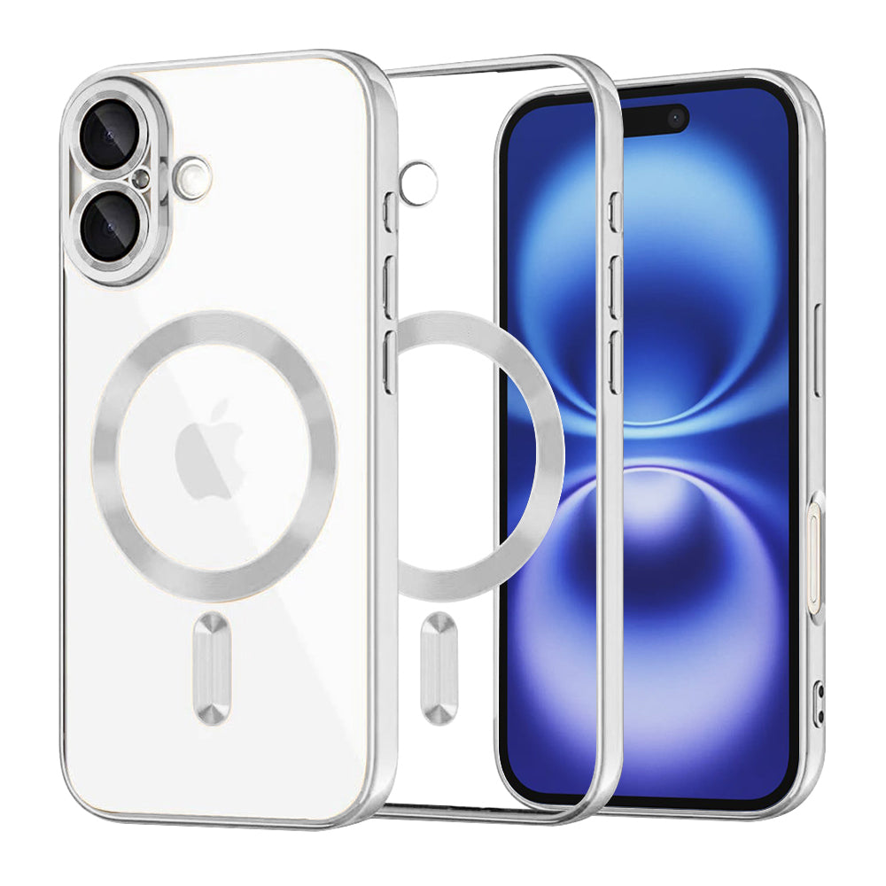 MagSafe-etui til Apple iPhone 16, Techsuit, Luxury Crystal, Sølv