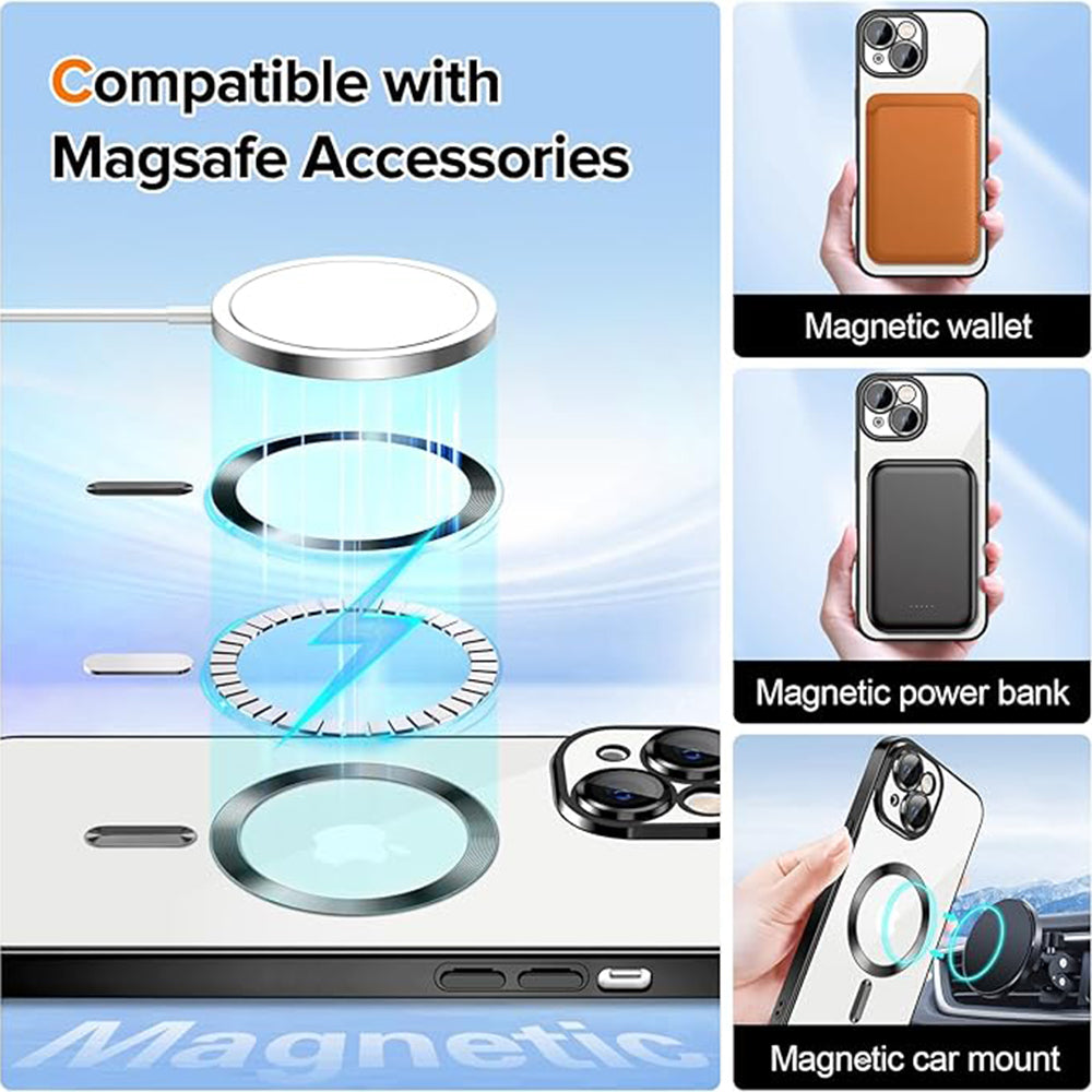 MagSafe-etui til Apple iPhone 16, Techsuit, Luxury Crystal, Sort