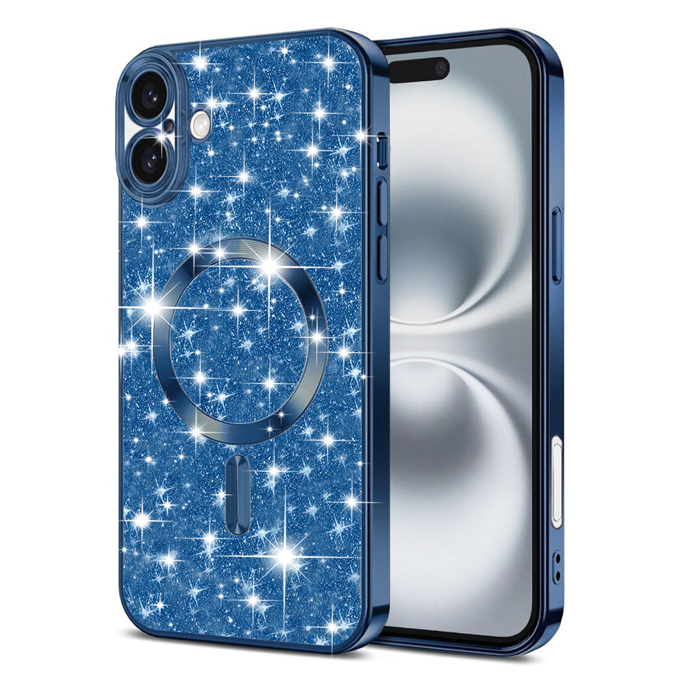 MagSafe-etui til Apple iPhone 16, Techsuit, Luxury Glitter, Mørkeblå