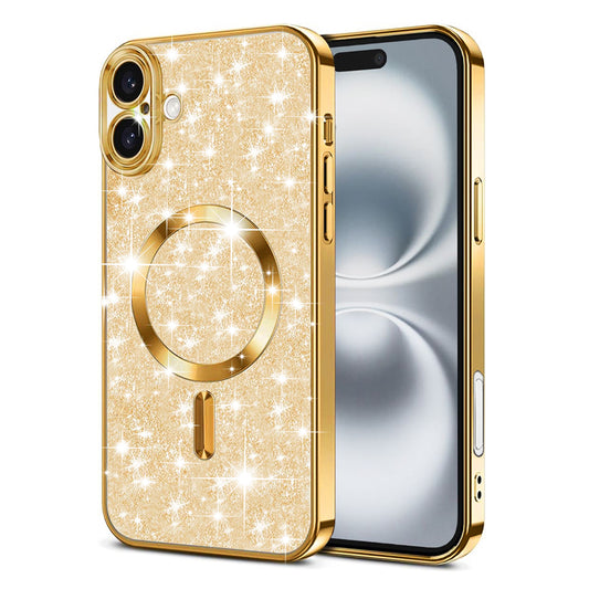 MagSafe-etui til Apple iPhone 16, Techsuit, Luxury Glitter, Guld
