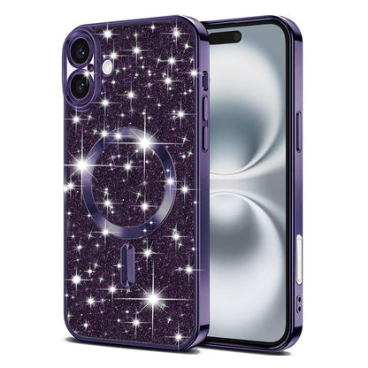 MagSafe-etui til Apple iPhone 16, Techsuit, Luxury Glitter, Mørk Lilla