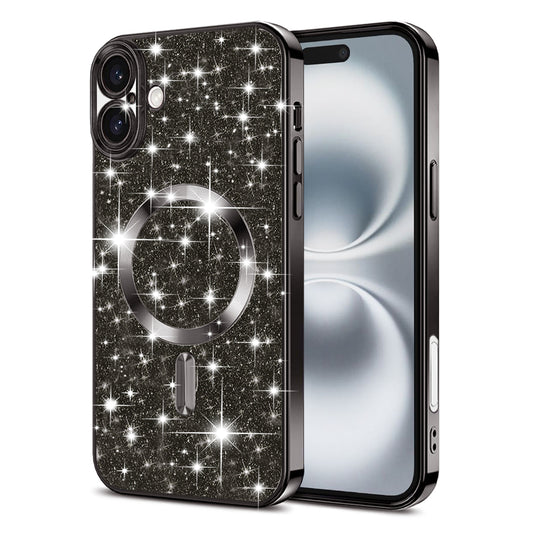 MagSafe-etui til Apple iPhone 16, Techsuit, Luxury Glitter, Sort