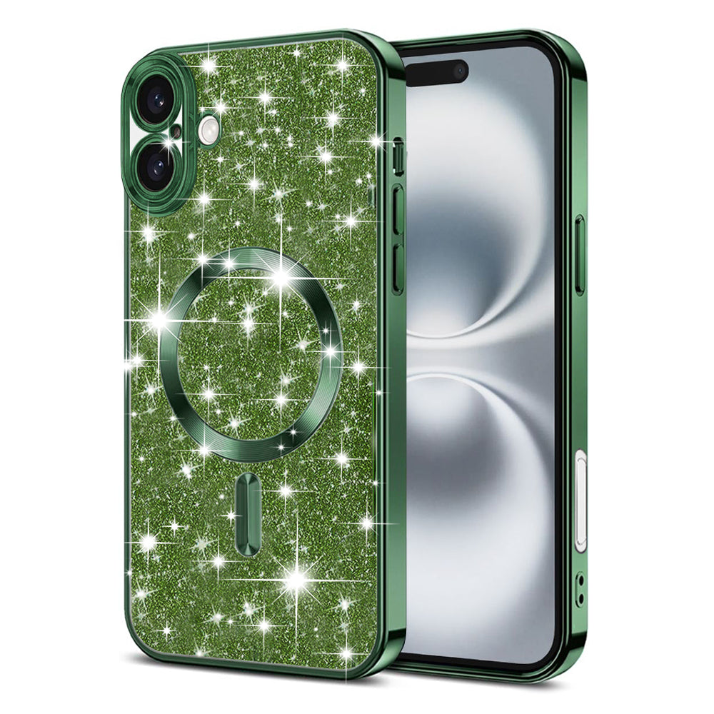 MagSafe-etui til Apple iPhone 16, Techsuit, Luxury Glitter, Mørkegrøn