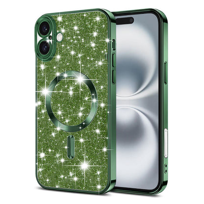 MagSafe-etui til Apple iPhone 16, Techsuit, Luxury Glitter, Mørkegrøn
