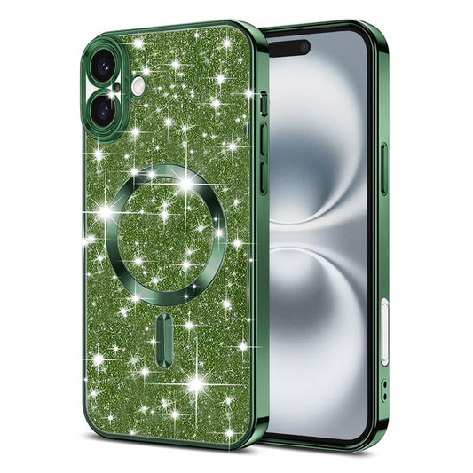 MagSafe-etui til Apple iPhone 16, Techsuit, Luxury Glitter, Mørkegrøn