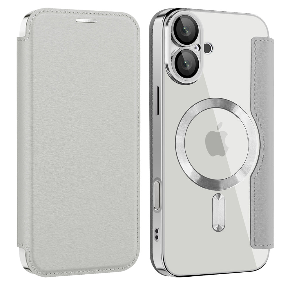 MagSafe-etui til Apple iPhone 16, Techsuit, SmartMag Book, Grå