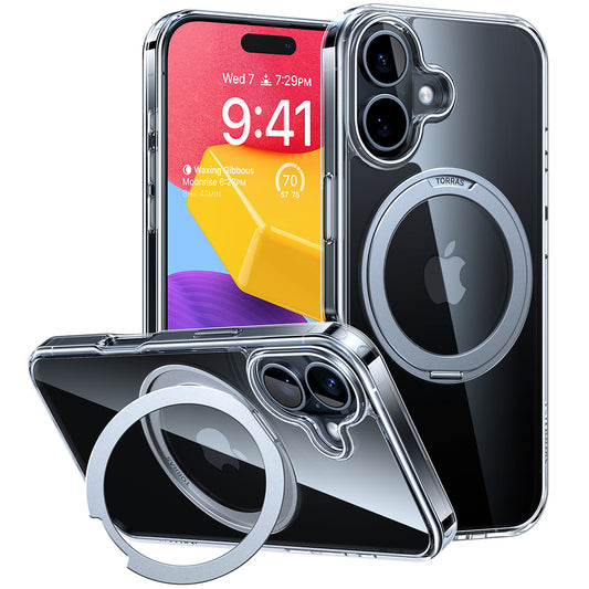 MagSafe cover til Apple iPhone 16, Torras, Ostand Pro, Transparent