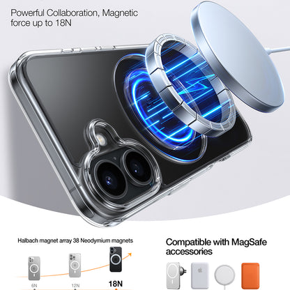MagSafe cover til Apple iPhone 16, Torras, Ostand Pro, Transparent
