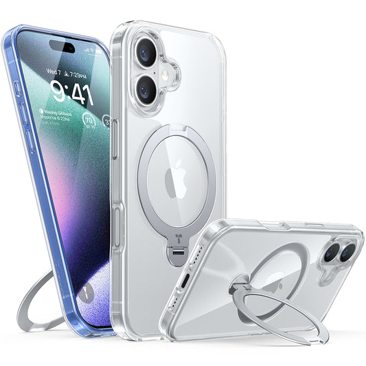 MagSafe cover til Apple iPhone 16, Torras, Ostand Spin, Gennemsigtig