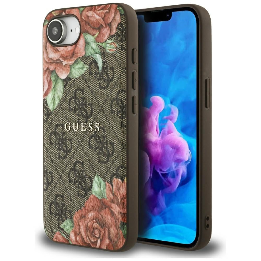 MagSafe cover til Apple iPhone 16e, Guess, 4G Flowers Print, Brun