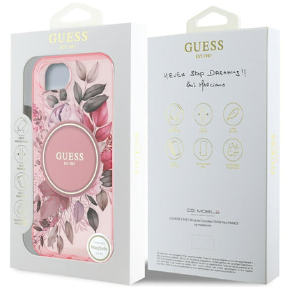 MagSafe cover til Apple iPhone 16e, Guess, IML Flowers, Pink