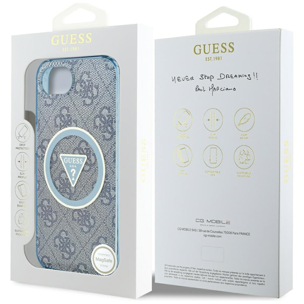 MagSafe cover til Apple iPhone 16e, Guess, IML Glitter 4G Circle Triangle, Blå