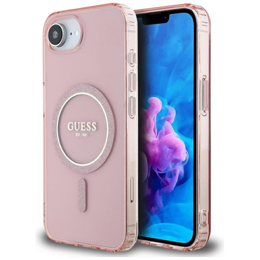 MagSafe cover til Apple iPhone 16e, Guess, IML Glitter Circle, Pink