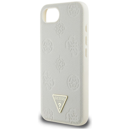 MagSafe Case for Apple iPhone 16e, Guess, Peony Grained Hot Stamp Triangle, Beige
