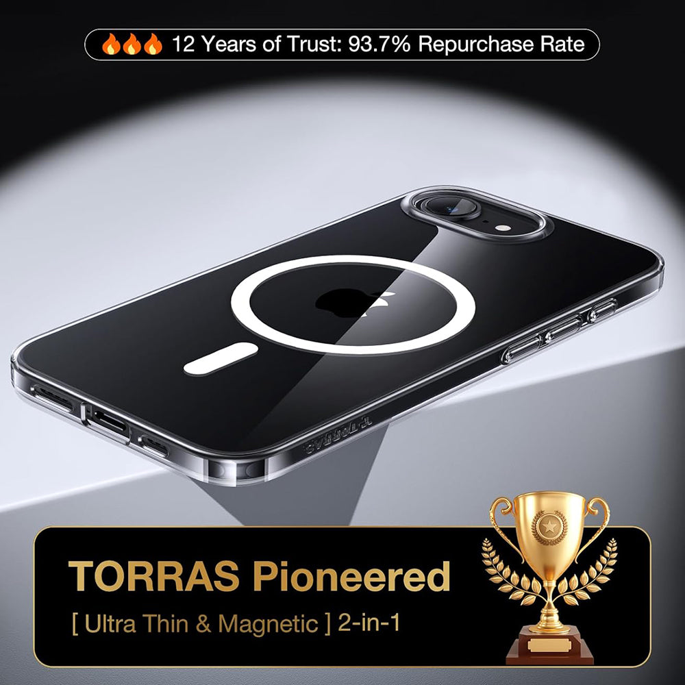 MagSafe cover til Apple iPhone 17e / 16e, Torras, OriginFit, Gennemsigtig