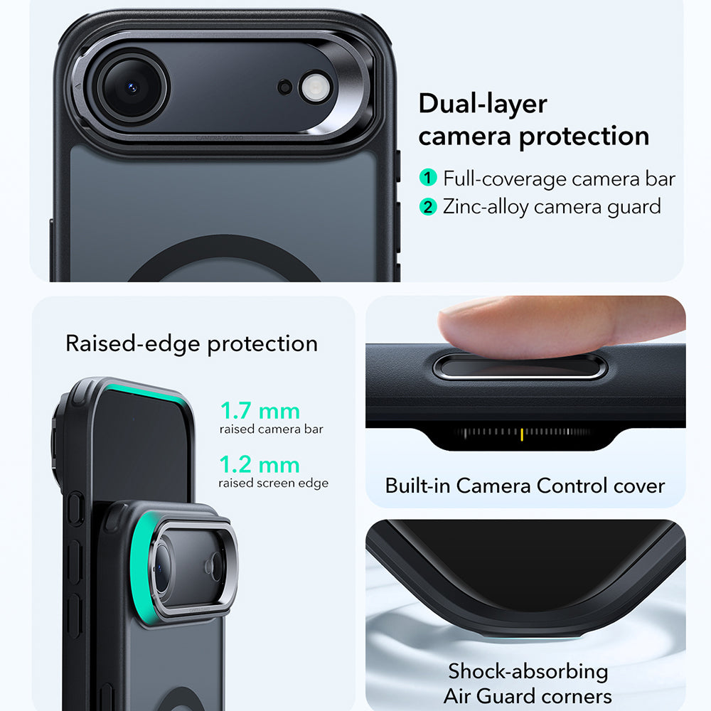 MagSafe cover til Apple iPhone 17 Air, ESR, Classic Hybrid Kickstand, Satin Sort