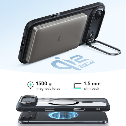 MagSafe cover til Apple iPhone 17 Air, ESR, Classic Hybrid Kickstand, Sort Transparent